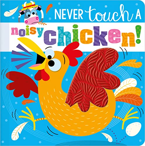 Brightly colored children’s book cover featuring a cartoon chicken and text.