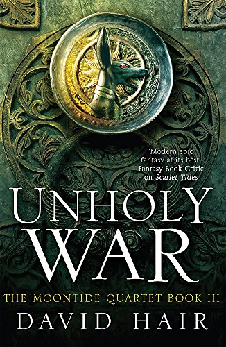 Book cover: “Unholy War” with a jackal-headed staff and ornate design.