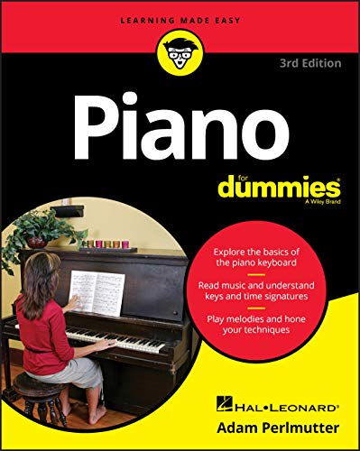 Book cover: "Piano For Dummies," 3rd Edition, showing a person at a piano.