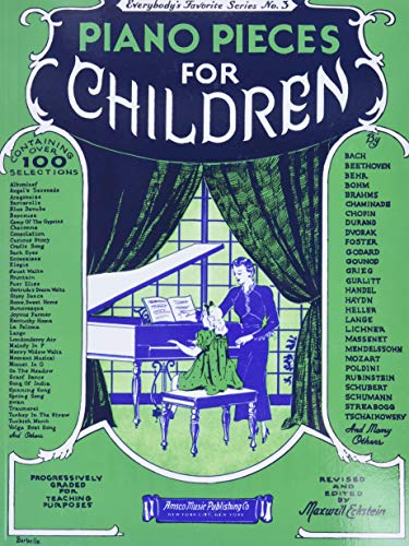 Book cover for Piano Pieces for Children featuring a girl playing piano with teacher.