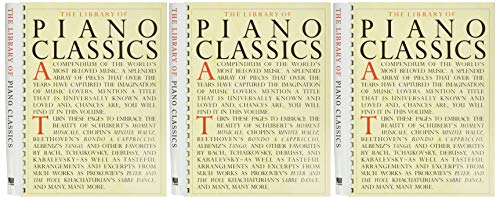 Three copies of "The Library of Piano Classics" book with black covers.