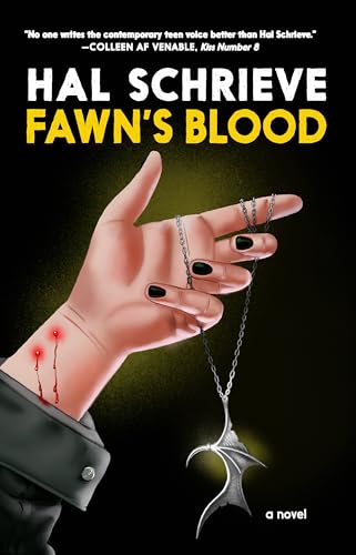 Book cover: hand holding a necklace with a winged pendant, blood droplets.