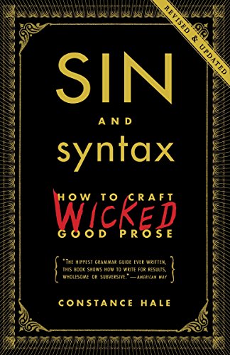 Book cover: "Sin and Syntax" by Constance Hale, black background, gold lettering.