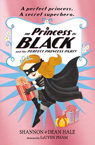Book cover: masked girl in black cape holding a gift.
