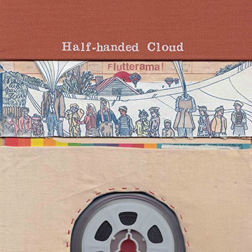 Album cover with an illustration of people, a house, and a reel-to-reel tape.