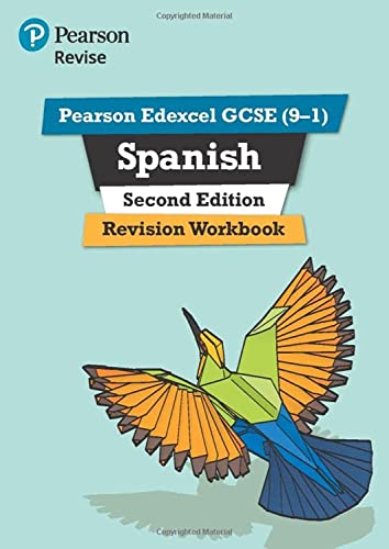 Pearson Edexcel GCSE Spanish Revision Workbook cover with a bird illustration.