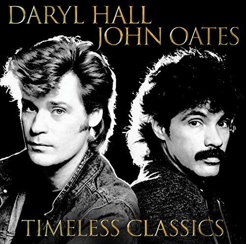 Black and white portrait of Daryl Hall and John Oates, “Timeless Classics” CD.
