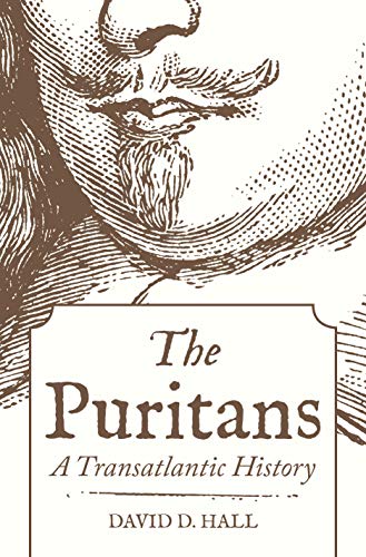 Book cover: "The Puritans" by David D. Hall, with a sketched portrait.