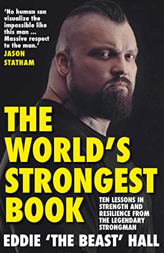 Book cover featuring Eddie Hall, a strongman with a beard and intense gaze.