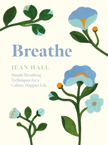 Book cover with floral illustrations and the title "Breathe" in blue text.