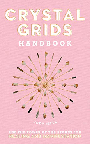 Book cover with "Crystal Grids Handbook" title and radiating crystals.