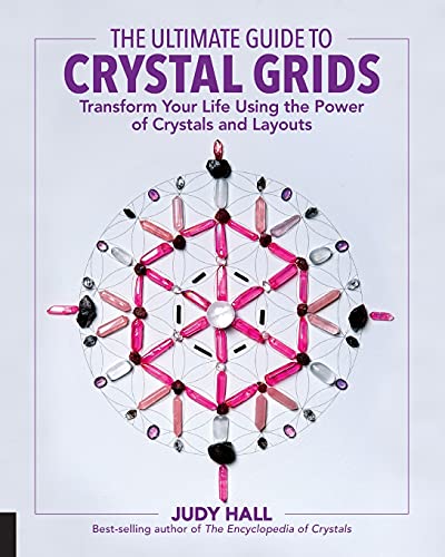 Book cover titled The Ultimate Guide to Crystal Grids featuring a geometric crystal arrangement.