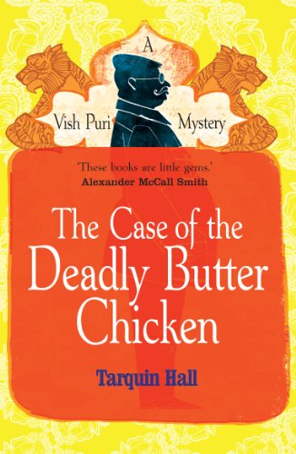 Book cover: “The Case of the Deadly Butter Chicken” with a silhouette.
