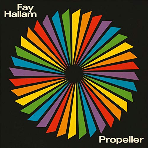 A black album cover with a multicolored, radial pattern and white text.