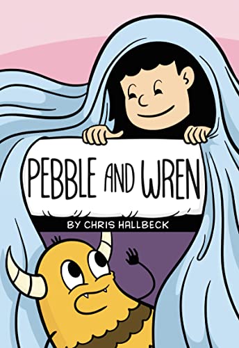 Book cover: child peeking from blanket with a yellow, horned creature.