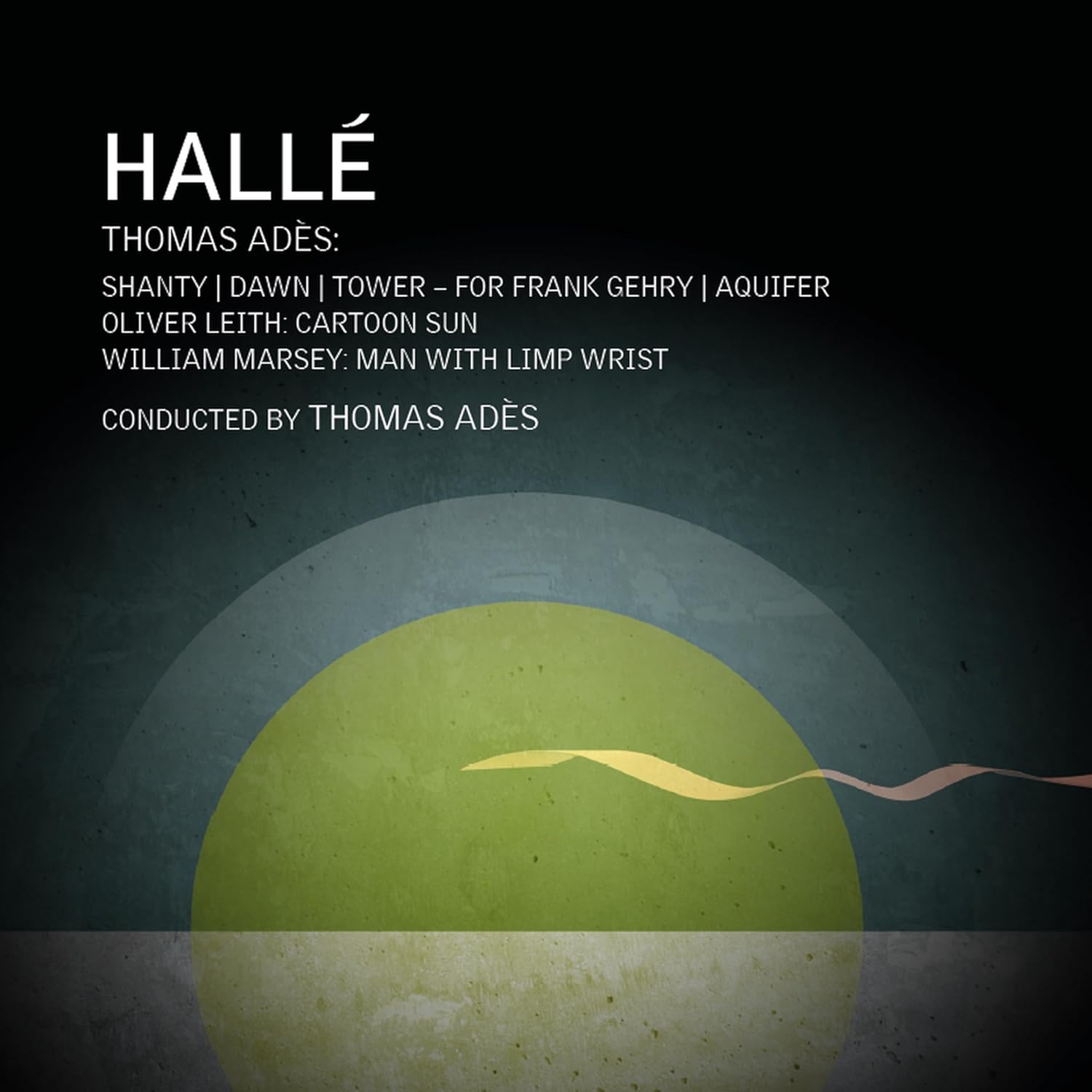 CD cover for “Halle / Ades” with abstract teal and gold design.