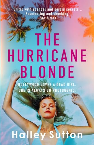 Book cover: “The Hurricane Blonde” with a woman lying in water.