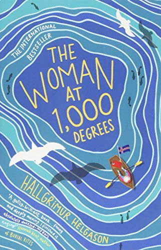 Book cover with yellow text on blue wavy water, featuring birds and a boat.