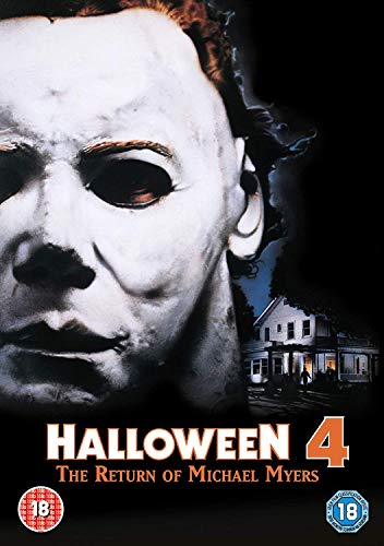 DVD cover for "Halloween 4" featuring Michael Myers’ mask and a house.