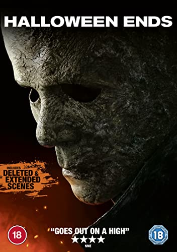 Halloween Ends DVD cover featuring a close-up of Michael Myers’ mask.