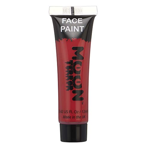 A tube of red Moon Terror face paint against a white background.