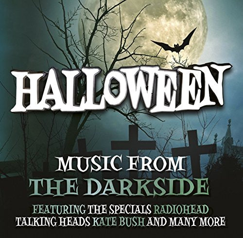 CD cover for “Halloween” with a spooky graveyard and full moon scene.