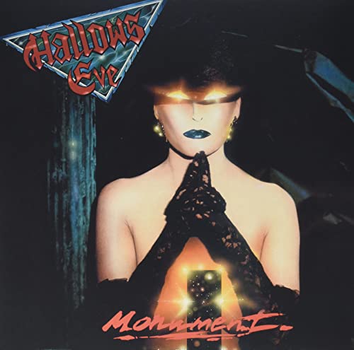 Album cover for Hallows Eve’s “Monument” featuring a woman with glowing eyes.