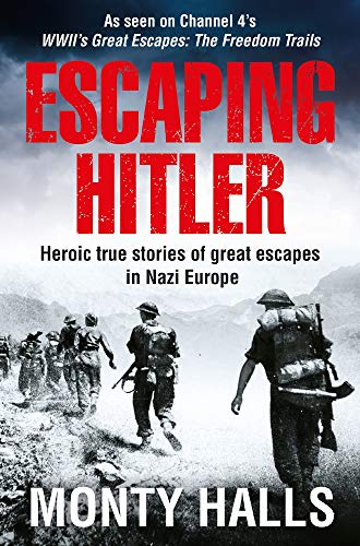 Book cover: “Escaping Hitler” with soldiers walking through mountains.