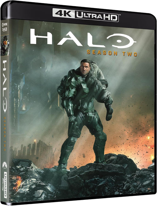 Halo Season Two UHD Blu-ray case featuring Master Chief in armor.