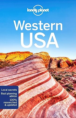 Lonely Planet Western USA travel guide cover featuring red and white striped rock formations.