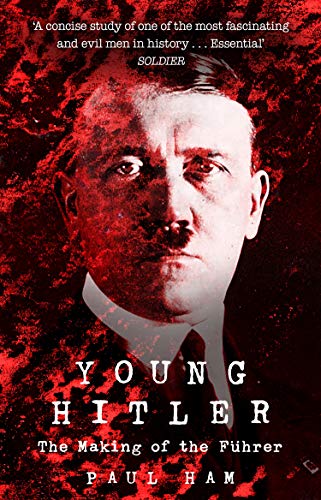 Book cover: portrait of a young Adolf Hitler with red splatters.