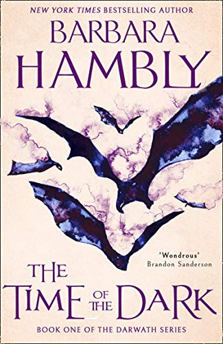 Book cover featuring purple and blue watercolor bats against a pale, cloudy background.