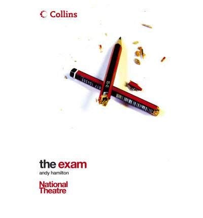 Book cover for "The Exam" featuring broken pencils and red text.