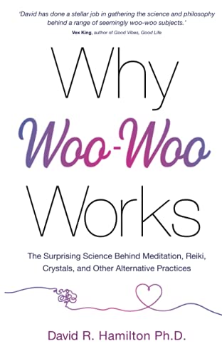 Book cover with purple title, "Why Woo-Woo Works," and heart illustration.