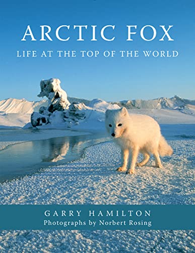 Book cover: white arctic fox in snowy landscape, blue sky.