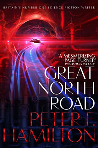 Sci-fi book cover: a spaceship flies toward a swirling, red-and-blue planet.