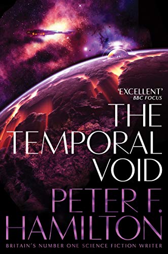 Book cover: space scene with a planet, title "The Temporal Void" and author name.