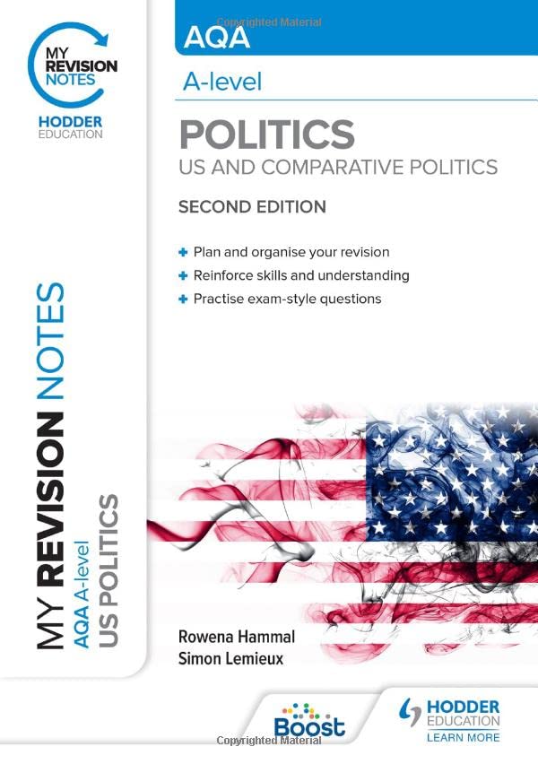 AQA A-level Politics US and Comparative Politics textbook cover with an American flag graphic.