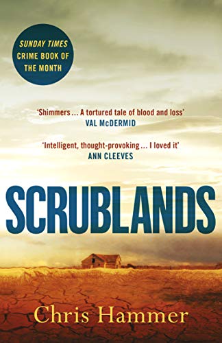 Book cover: "Scrublands" by Chris Hammer, with a cracked earth landscape.