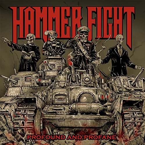 "Album cover art featuring skeletons on a tank with red title and subtitle text."