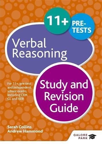 Cover of "11+ Verbal Reasoning" study guide with bubbles and text.