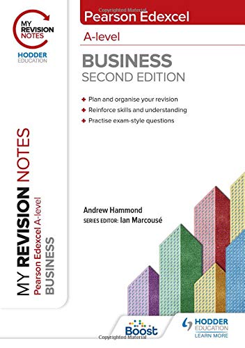 Red textbook cover with "My Revision Notes: Edexcel A-level Business" title.