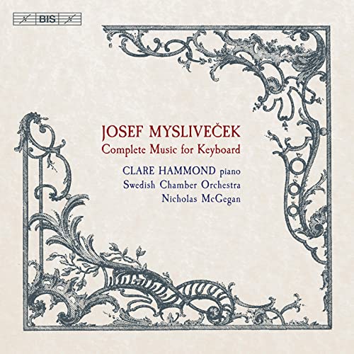 CD cover for Josef Mysliveček’s keyboard music, ornate floral frame.