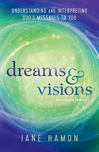 Book cover with swirling green and blue abstract design, title "Dreams & Visions.