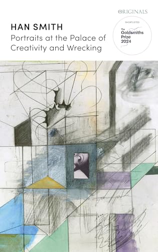 Book cover with abstract geometric shapes and a small face portrait.
