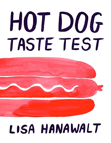 Book cover with red watercolor hot dogs and bold text.