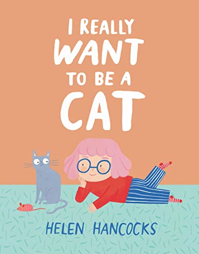 Book cover: girl with cat, illustrated, orange background, title text.