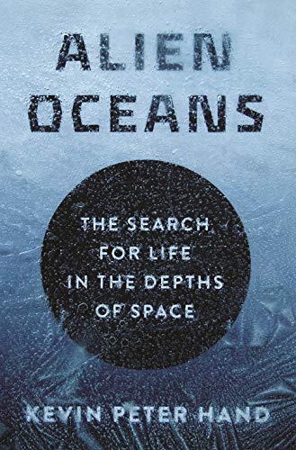 Book cover: “Alien Oceans” with icy blue texture and dark circle.
