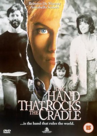 DVD cover for The Hand That Rocks the Cradle featuring a woman's face.
