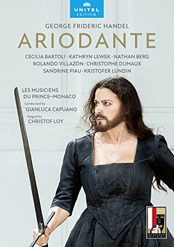 DVD cover for Handel’s Ariodante opera, featuring a man with a sword.
